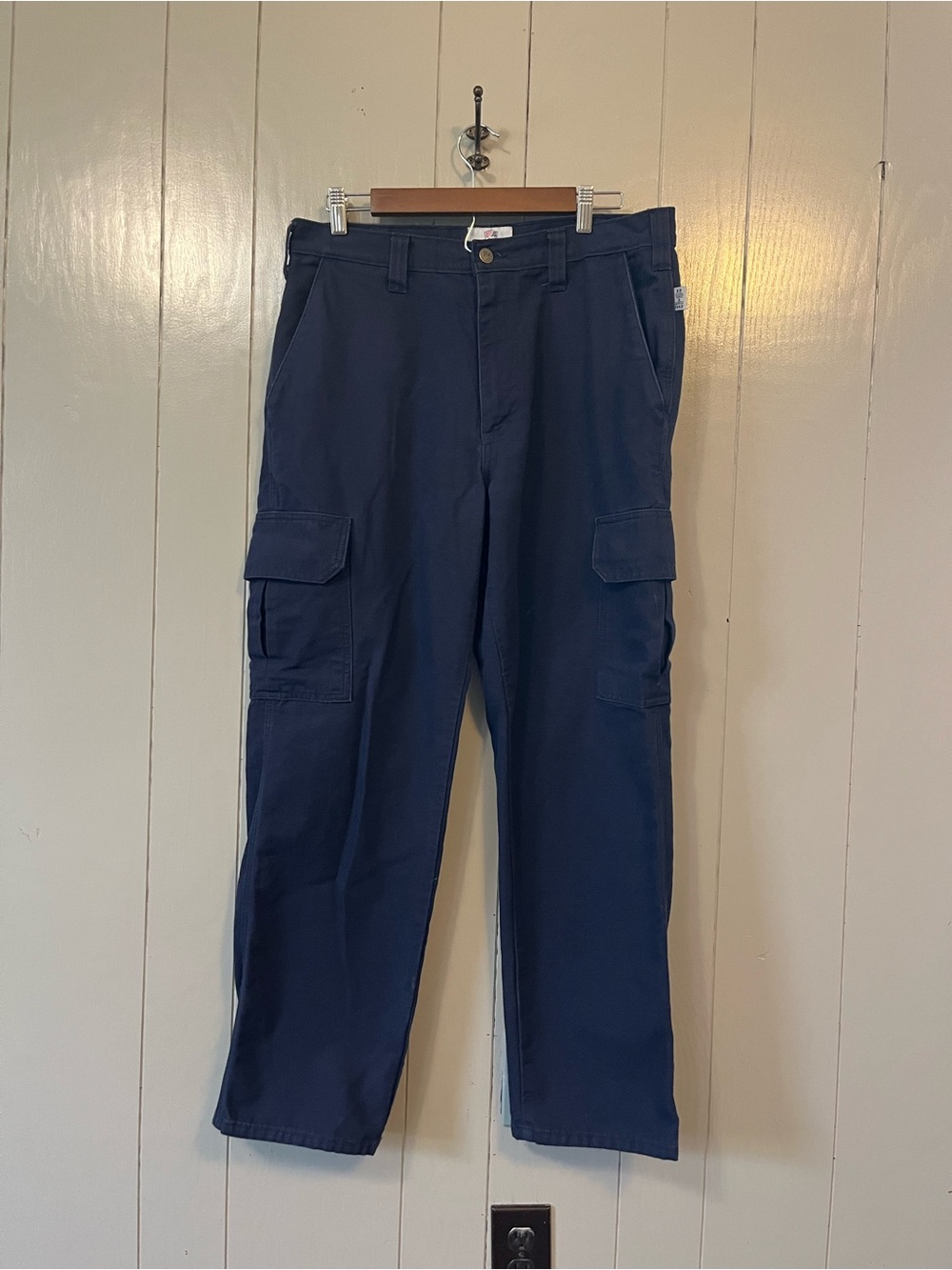 Tyndale Flame Resistant Work Pants Men’s 34x29 Made in USA Navy Blue Cargo
